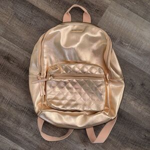 Rampage Y2K Girly Pop Metallic Gold Quilted Full Sized Backpack, Streetwear Glam